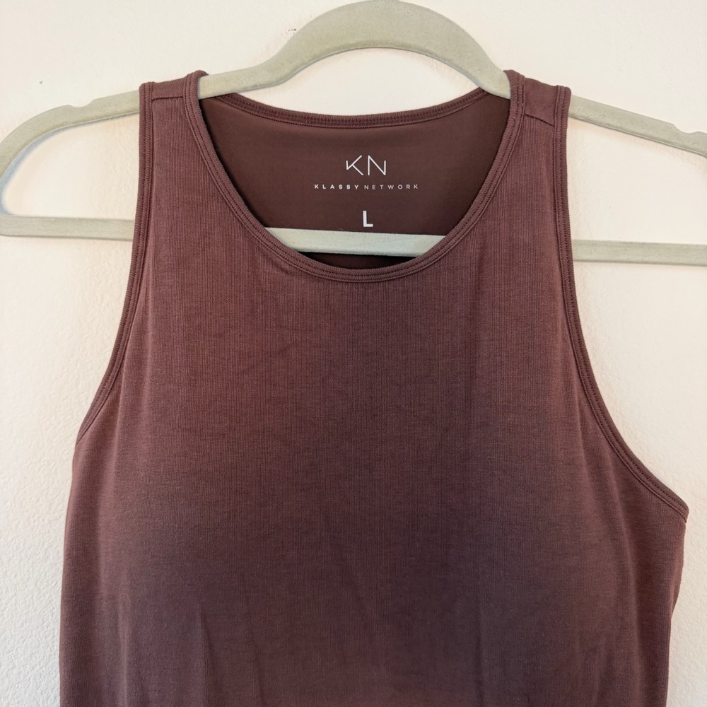Klassy Network Chocolate Brown Tank Top with Built In Bra